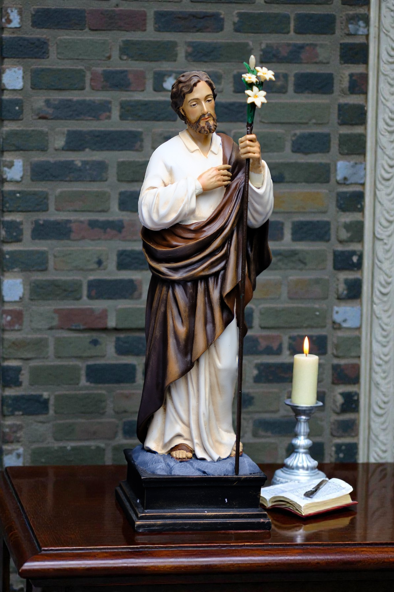 Tượng Thánh Giuse Hoa Huệ – Tượng Công Giáo Thủ Công Cao 25cm Trang Trí Góc Cầu Nguyện - Ảnh 6