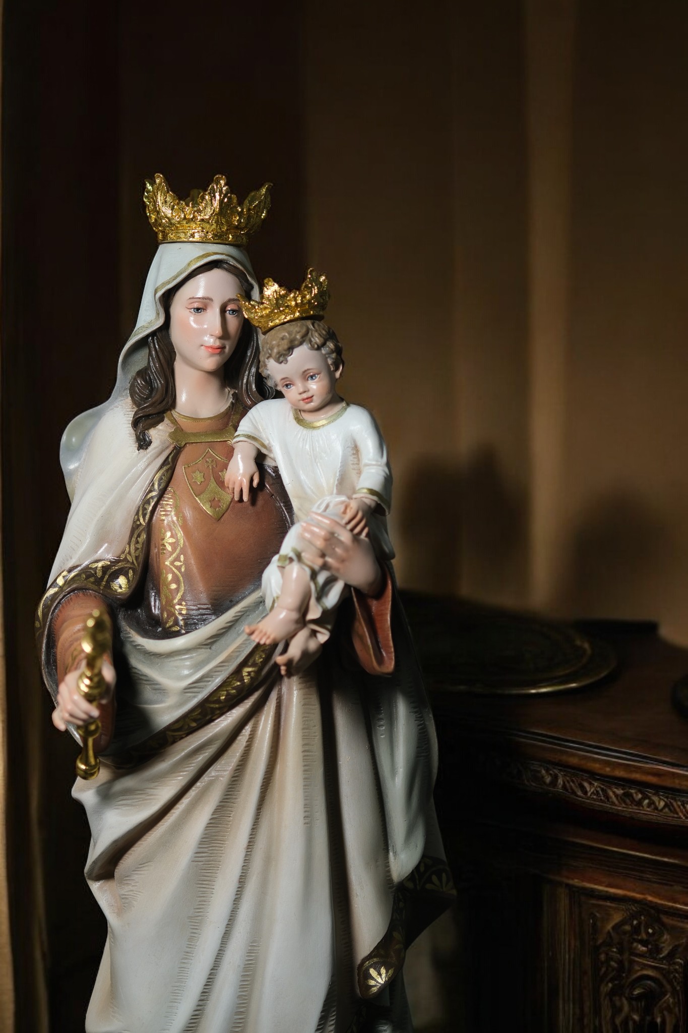 Alternative view of Tượng Đức Mẹ Núi Cát Minh – Tượng Công Giáo Thủ Công Cao 60cm Trang Trí Góc Cầu Nguyện