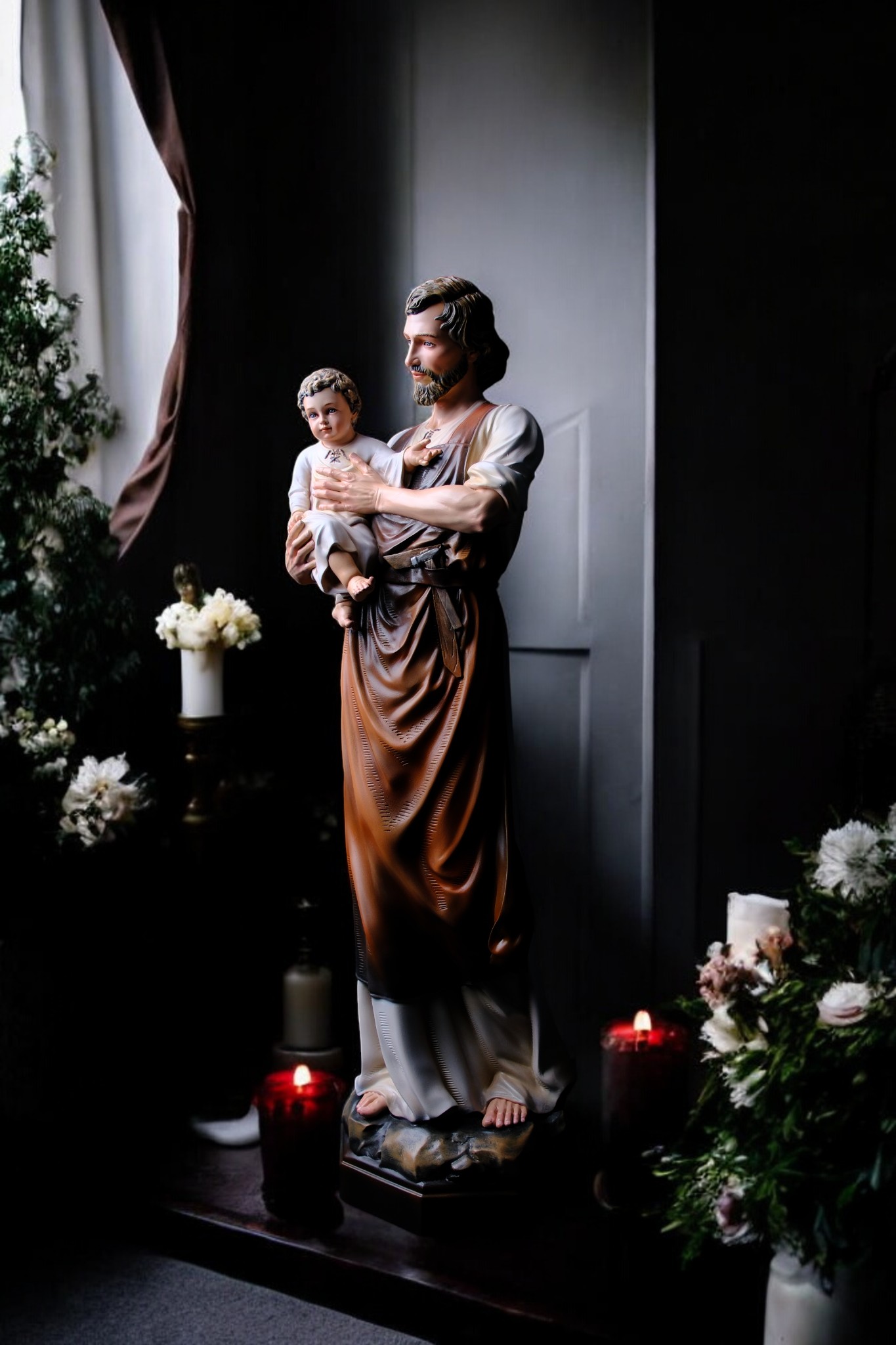 Tượng Thánh Giuse Hoa Huệ Bế Chúa – Tượng Công Giáo Thủ Công Cao 53cm & 73cm - Ảnh 17