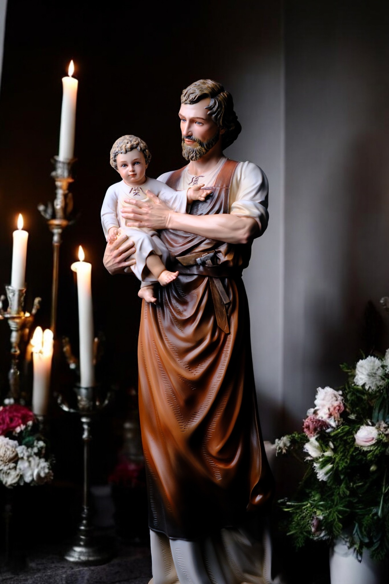 Tượng Thánh Giuse Hoa Huệ Bế Chúa – Tượng Công Giáo Thủ Công Cao 53cm & 73cm - Ảnh 21